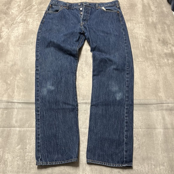 Levi's Other - Levis 501 Jeans Mens 36x32 Straight Dark Wash Blue Button Fly Denim